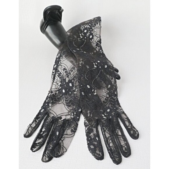 Vintage Evening Gloves Black Lace Evening Gloves Dress Gloves Formal Gloves Long - Picture 1 of 5